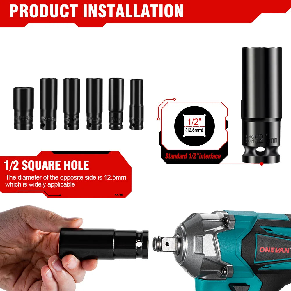 12Pcs Set 14/17/18/19/21/22 MM Electric Screwdrivers Wrench Accessories Impact Wrench Socket Adapter Kit Drill Drive Adapter SET