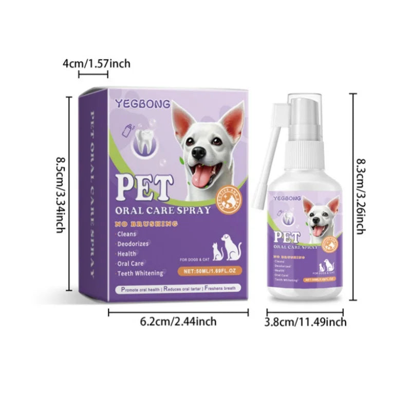 Pet Oral Cleaning Spray 50ml Dogs Cats Teeth Clean Deodorant Prevent Calculus Remove Kitten Bad Breath Mouth Fresh Pet Supplies