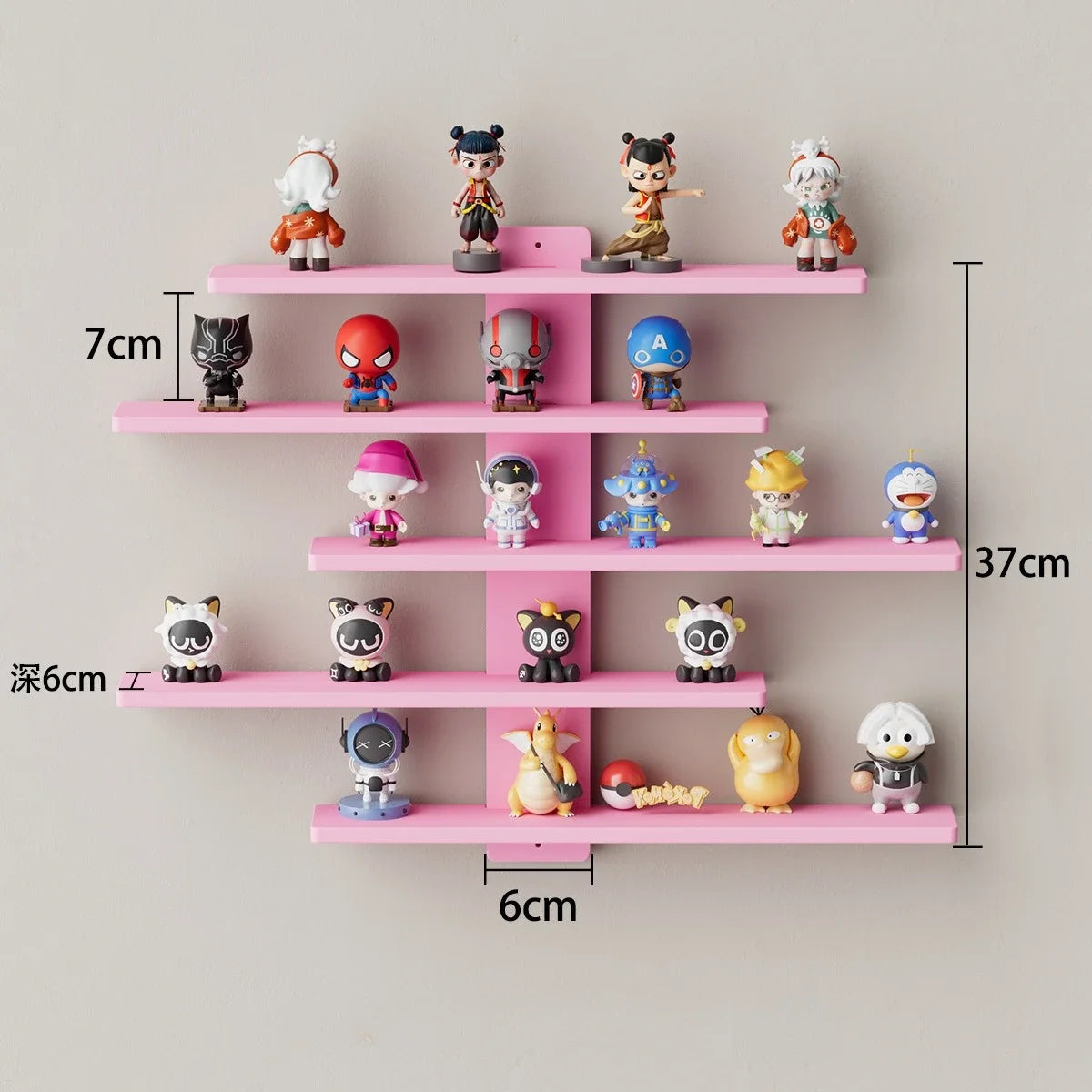 Lightweight Wall-Mounted 5-Tier Display Shelf for Building Block Figures - Large Capacity, Easy Install Blind Box Organizer Rack