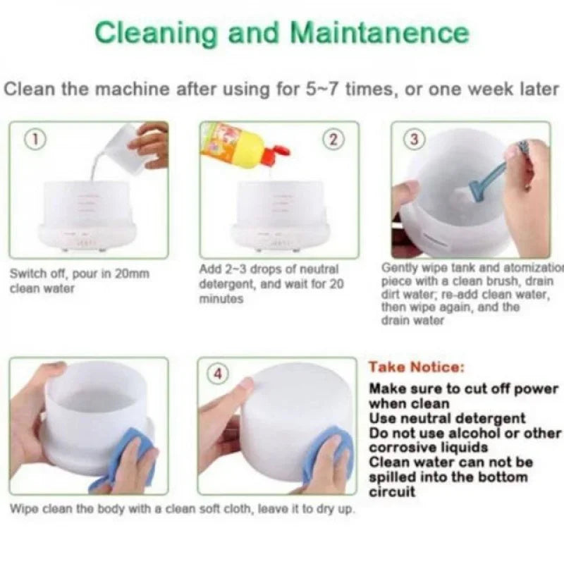 500ml Air Humidifier Essential Oil Diffuser Aroma Aromatherapy With ColorLamp or Warm Lamp