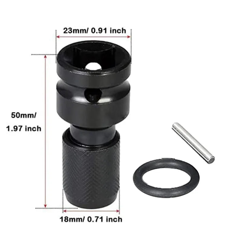 1/2 Square to 1/4 Hexagon Ratchet Sleeve Impact Wrench Sleeve Set Adapter Wrench Drive Converter Quick Release Tool