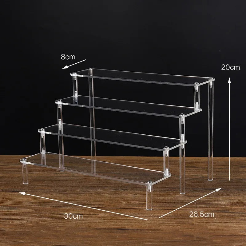 1-5 Tier Acrylic Display Stand,Clear Display Riser Rack for Cupcake,Perfume Doll Décor and Organizer Amiibo Funko POP Figures