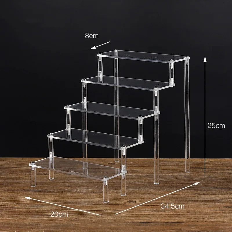 1-5 Tier Acrylic Display Stand,Clear Display Riser Rack for Cupcake,Perfume Doll Décor and Organizer Amiibo Funko POP Figures