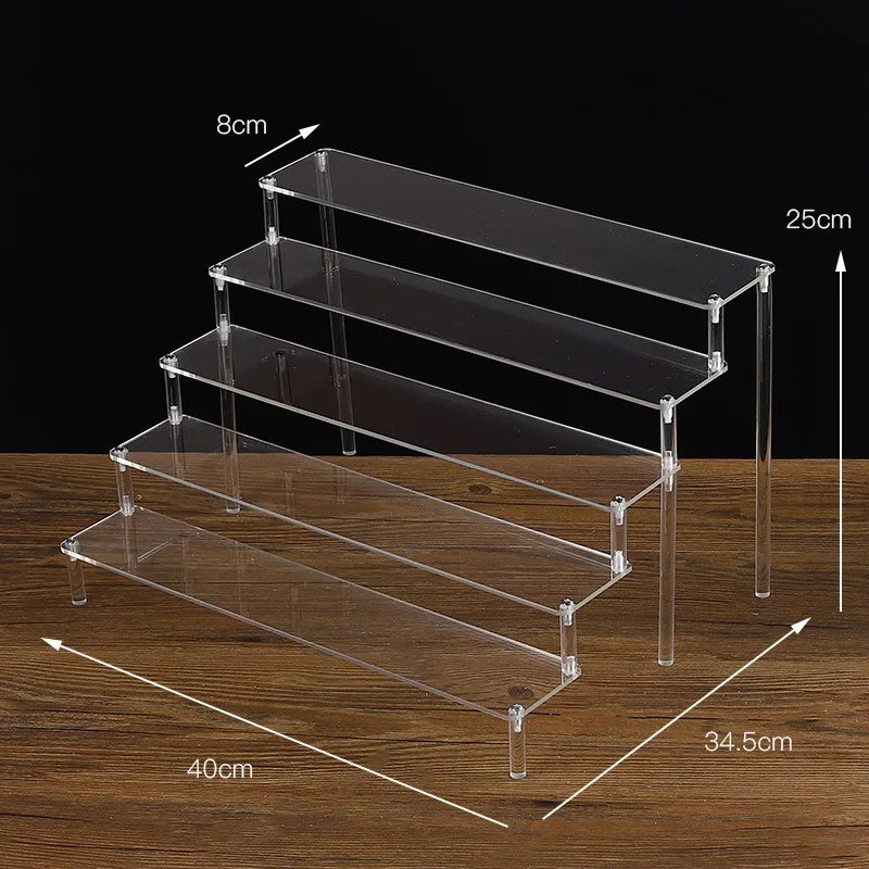 1-5 Tier Acrylic Display Stand,Clear Display Riser Rack for Cupcake,Perfume Doll Décor and Organizer Amiibo Funko POP Figures