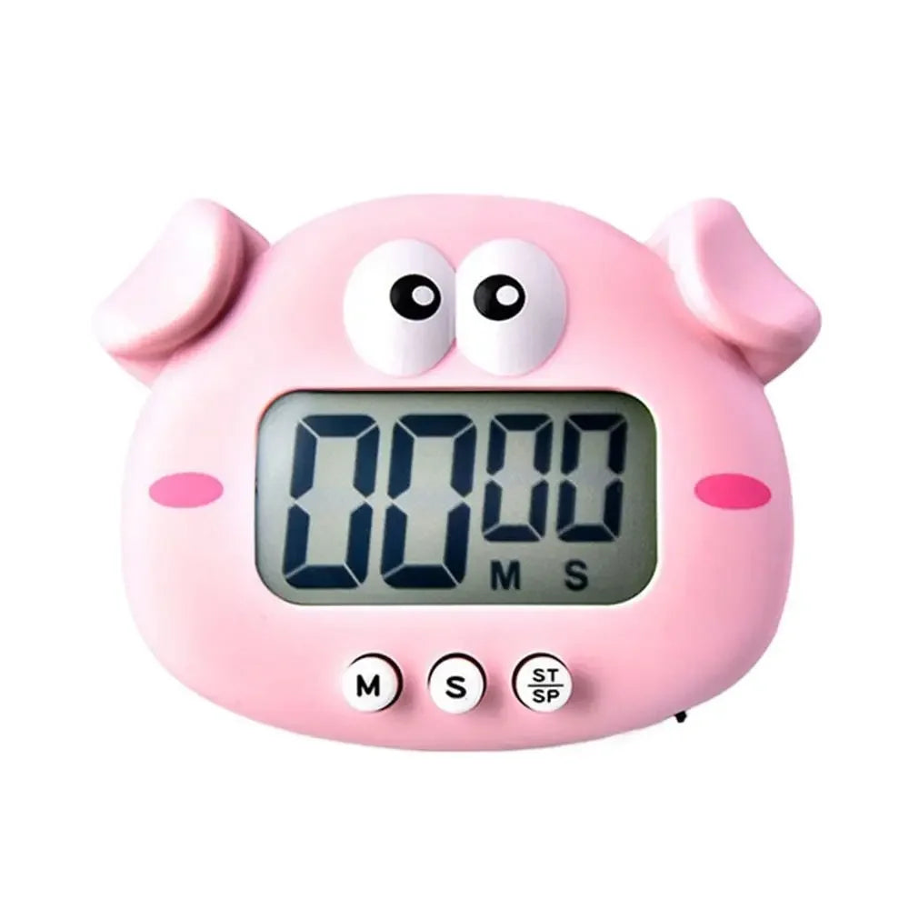 Creative LCD Kitchen Timer Cartoon Shape Multifunctional Countdown Timer Digital Alarm for Baking Cooking Sports Reminder