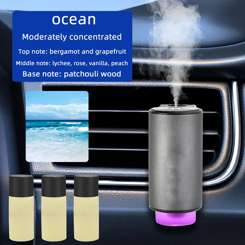 Smart Car Air Freshener Diffuser, Three Adjustable Modes, Intelligent Car Aroma Diffuser with 3pcs Essential Oil