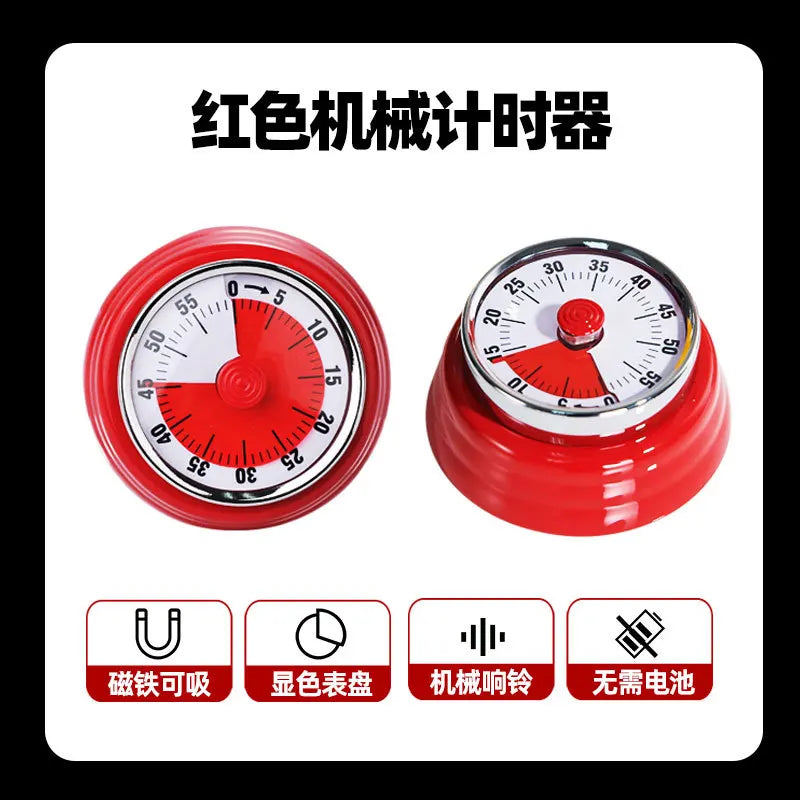 Stainless Steel Kitchen Timer 1 Hour With Magnet Mechanical Countdown Timer Reminder For Baking Magnetic Attraction