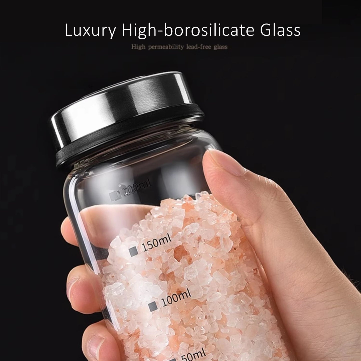 LFGB Certificated High-borosilicate Glass Spice Shaker Fall Resistant Kitchen Salt Jar Thickness Adjustable Sugar Container