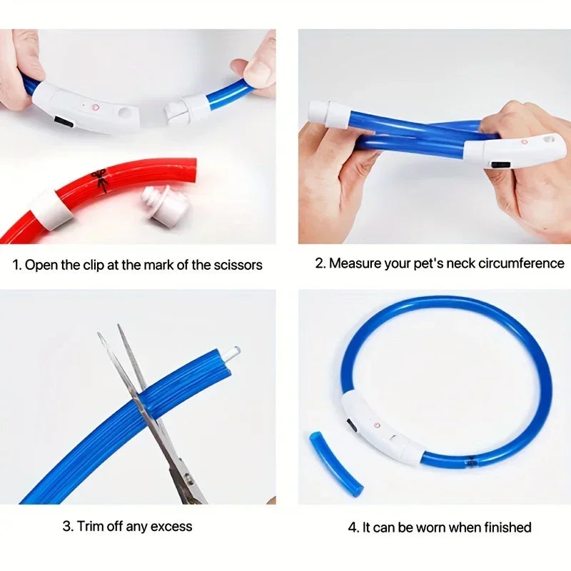 LED Light Dog Collar USB Charging Luminous Anti-Lost Necklace for Large Medium Small Dogs Pet Safety Accessory