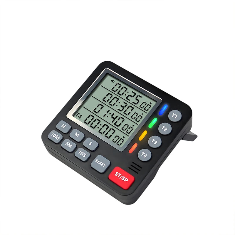 Magnetic Kitchen Timer 4 Channels Four Sets of Timing Large LCD Display Digital Cooking Countdown Timer Home Kitchen Accessories