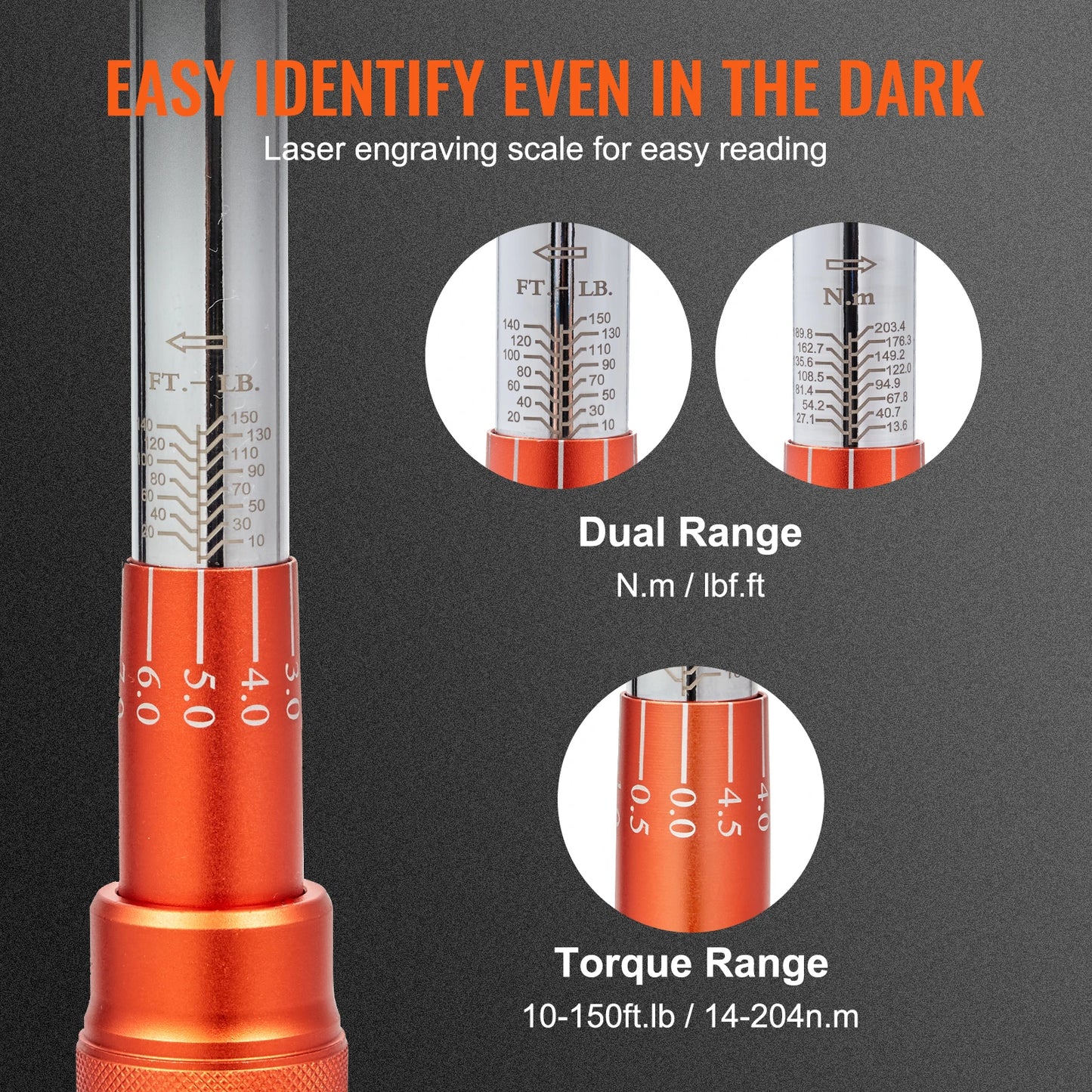 SucceBuy Torque Wrench Set Drive Click Torque Wrench Dual-Direction Adjustable  Mechanical Dual Range Scales Torque Wrench Kit