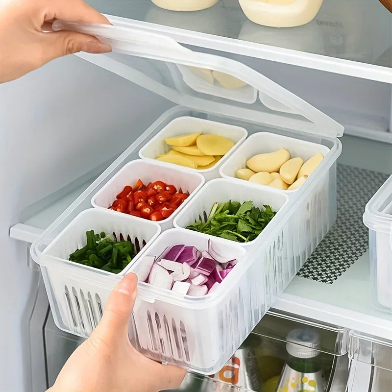 Kitchen Food Storage Box Fruit Vegetable Drain Basket Refrigerator Food Fresh Box for Ginger Garlic Onion Pepper