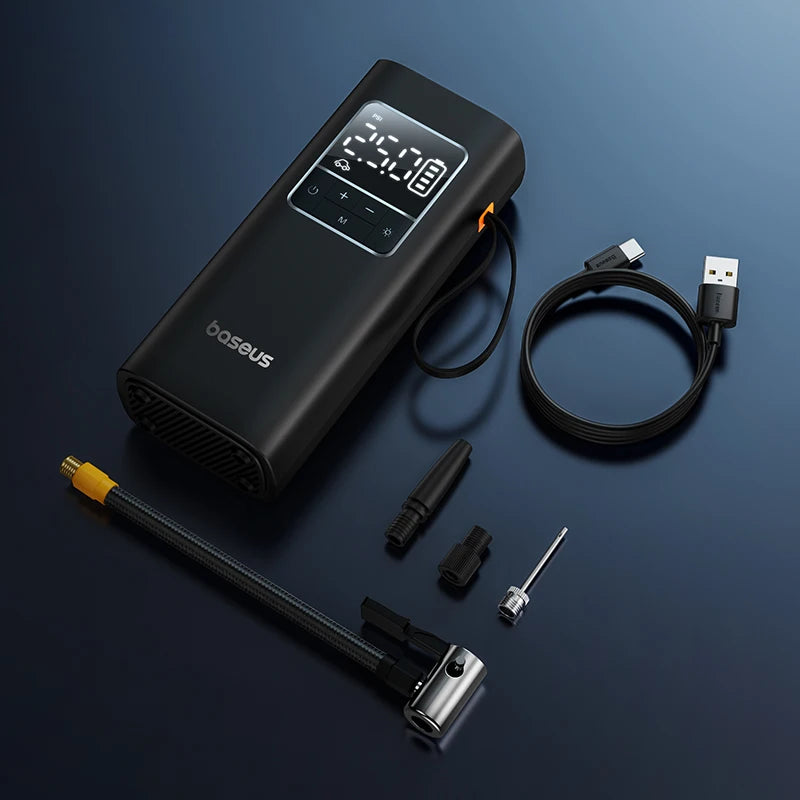 Baseus Wireless Car & Bike Air Compressor – LCD Digital Tire Inflator