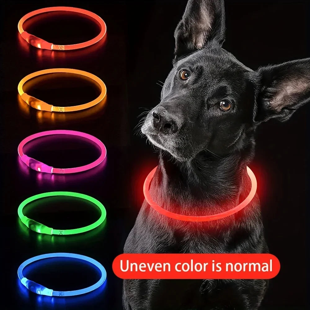 LED Light Dog Collar USB Charging Luminous Anti-Lost Necklace for Large Medium Small Dogs Pet Safety Accessory