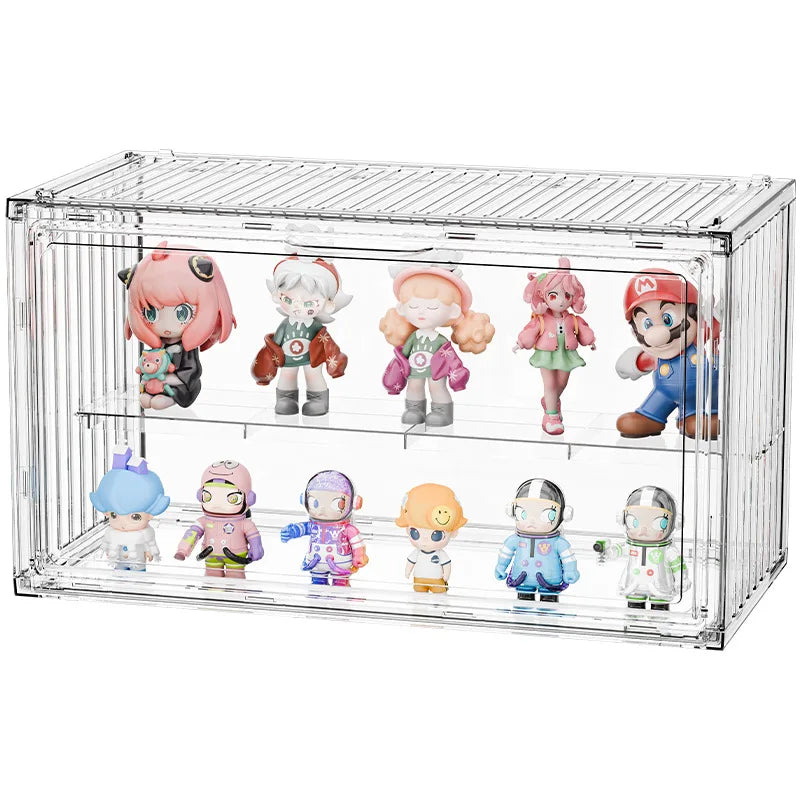 Pop Mart 3-Tier Acrylic Display Case - Dustproof Step Shelf for Anime Cars, Action Figures & Jewelry Organizer