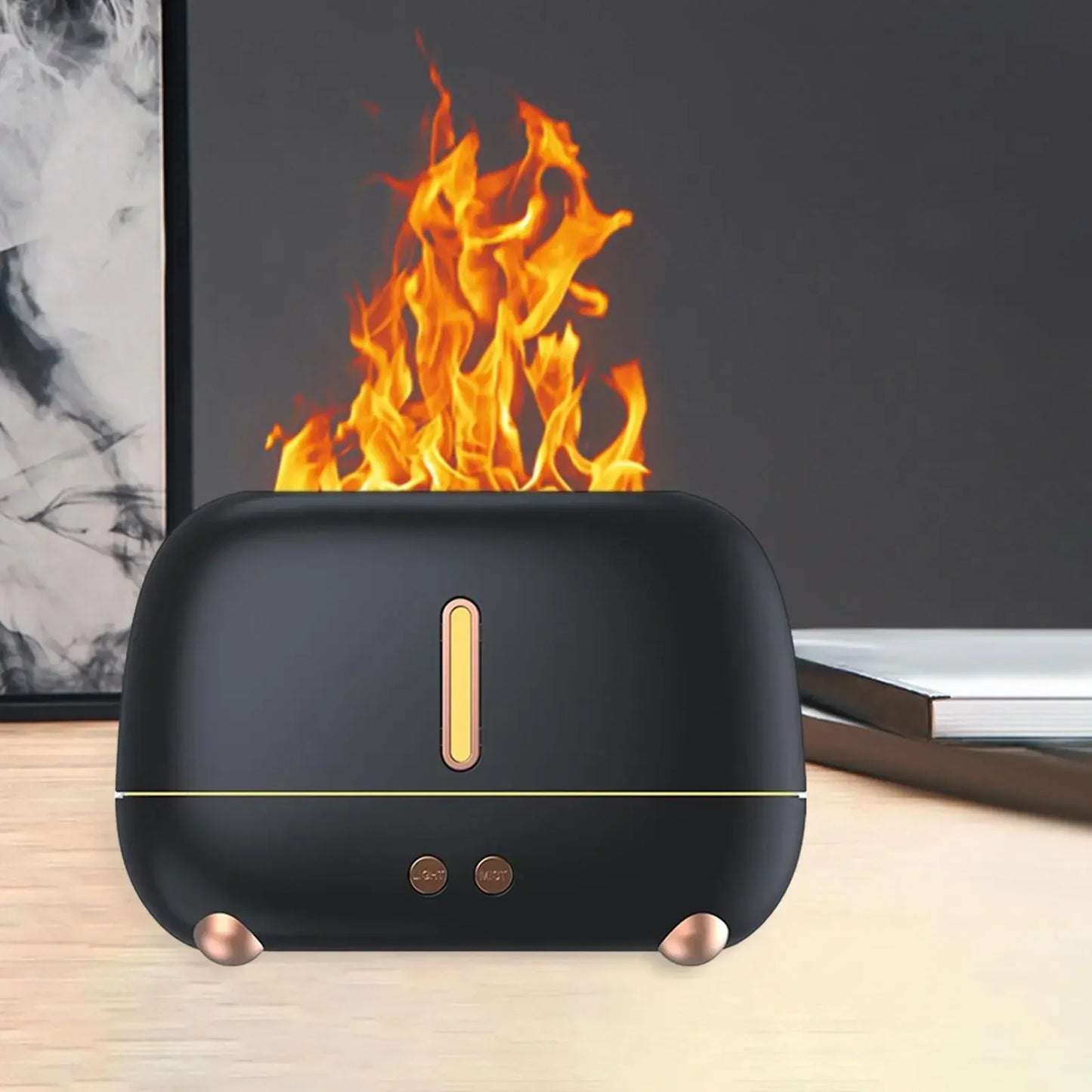 Compact 3D Flame LED Essential Oil Diffuser - USB-Powered Cool Mist Ultrasonic Aromatherapy for Home, Car & Office