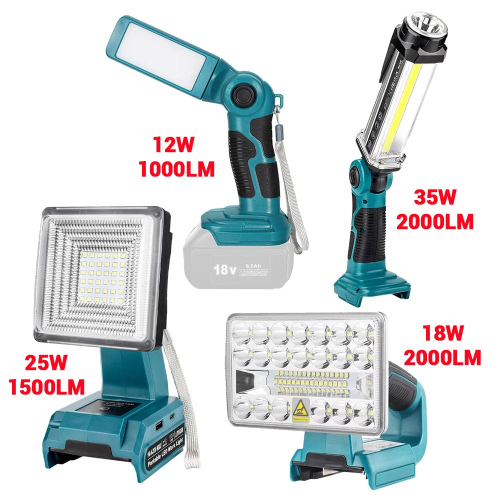 Professional LED Work Light for Makita 18V Li-ion Battery with USB Charging Port for Jobsite, Car Repairing, Camping, Emergency