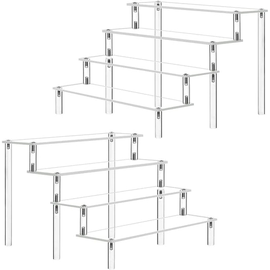 1-5 Tier Acrylic Display Stand,Clear Display Riser Rack for Cupcake,Perfume Doll Décor and Organizer Amiibo Funko POP Figures