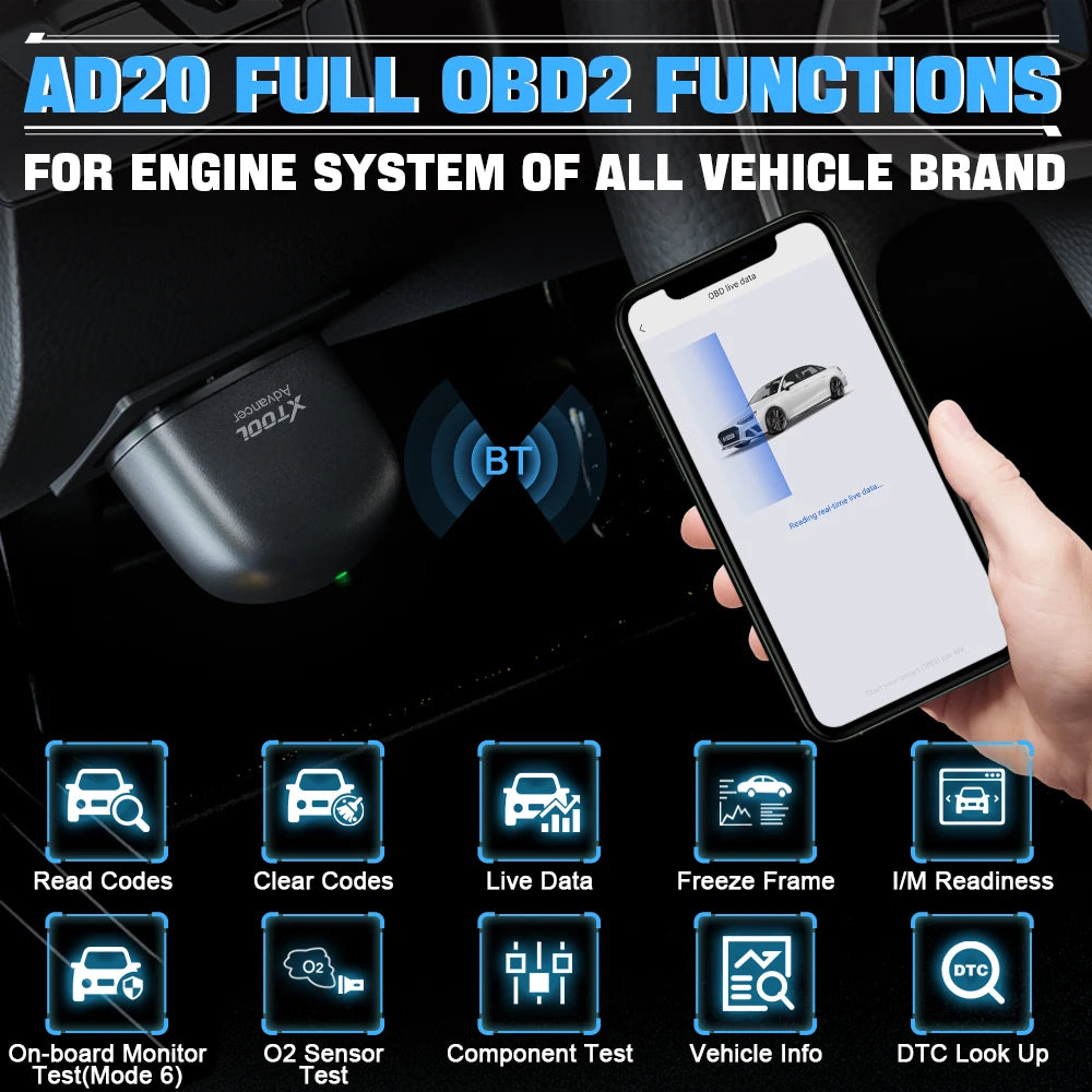 XTOOL AD20 Mini Bluetooth OBD2 Scanner – Read & Clear Fault Codes Easily