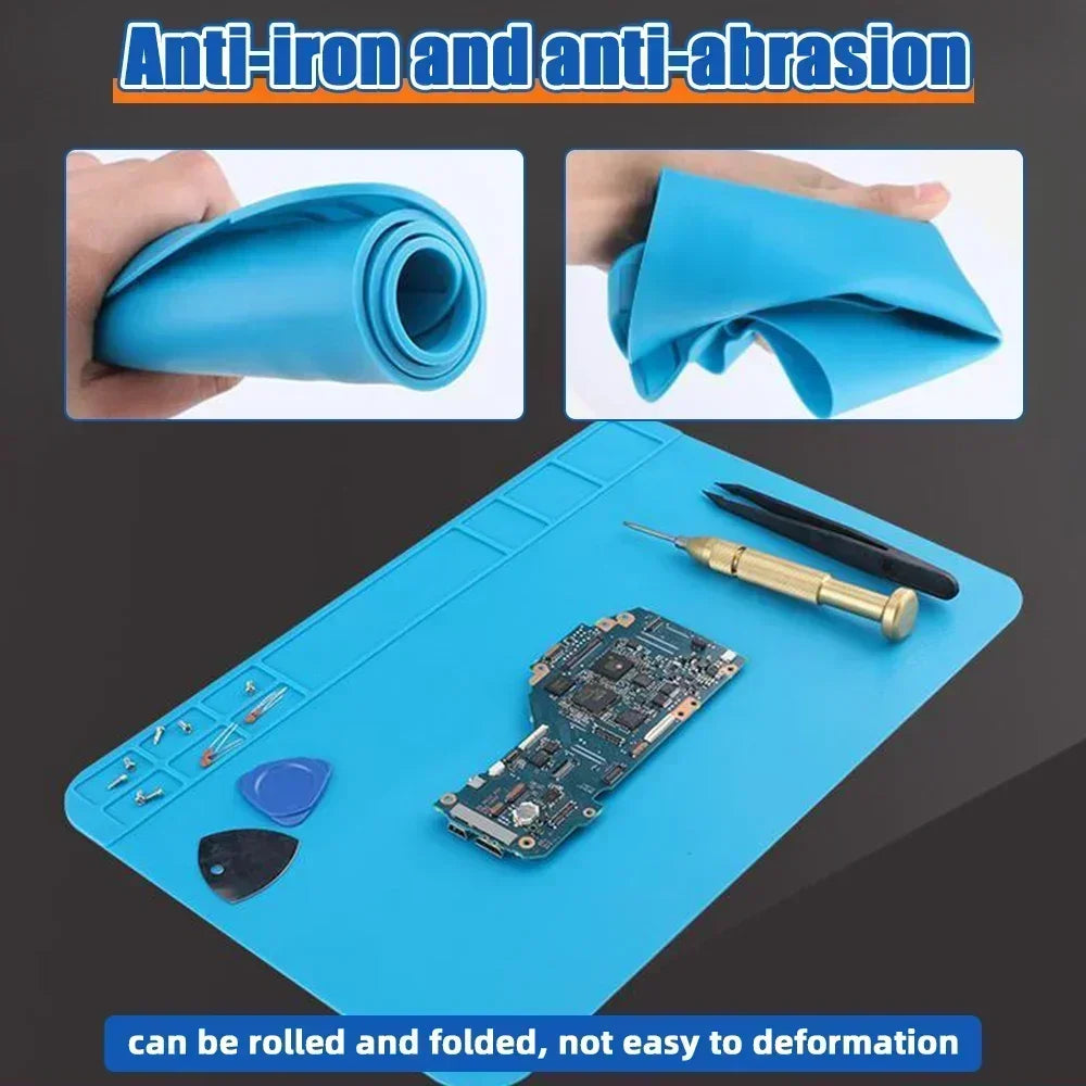 Magnetic Heat Insulation Soldering Mat Silicone Working Pad for Phone Electronic ESD Repair Heat Resistant Maintenance Tool Kit