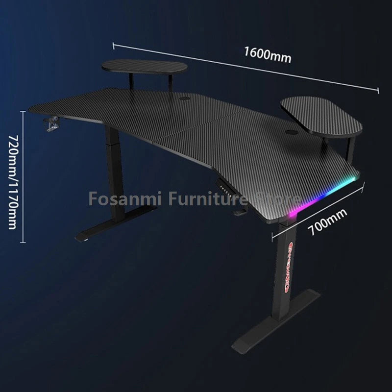 Ergonomic Motorized Computer Table Height Adjustable Electric Sit-Stand Black Gaming Desks Gamer Standing Desk for Home Office