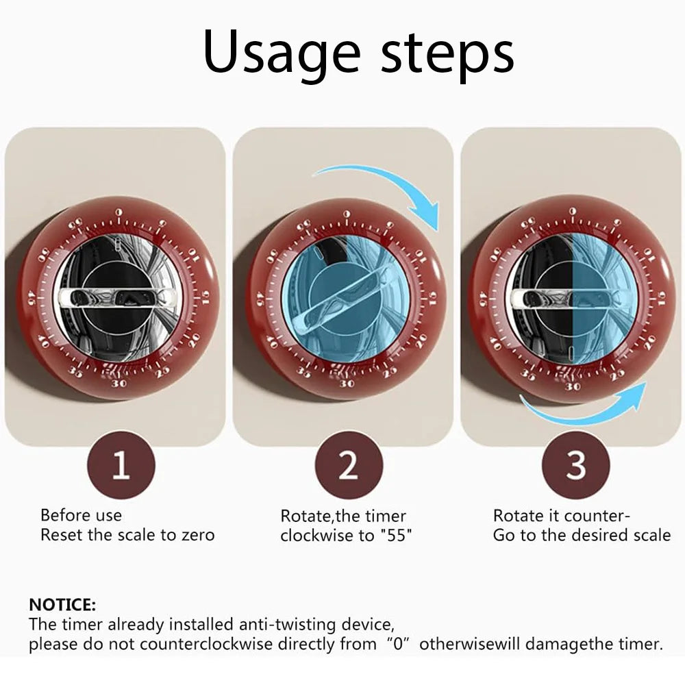 Magnetic Kitchen Timers for Cooking, 60 Minute Countdown with Loud Alarm, Multi-Purpose Cooking Timer for Baking Gym Workouts