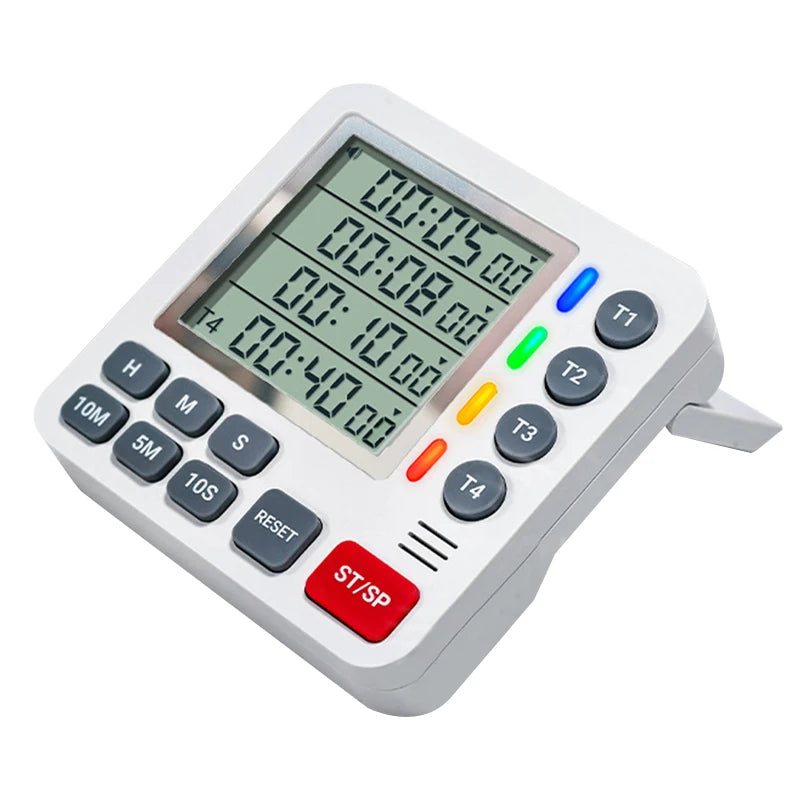 Magnetic Kitchen Timer 4 Channels Four Sets of Timing Large LCD Display Digital Cooking Countdown Timer Home Kitchen Accessories
