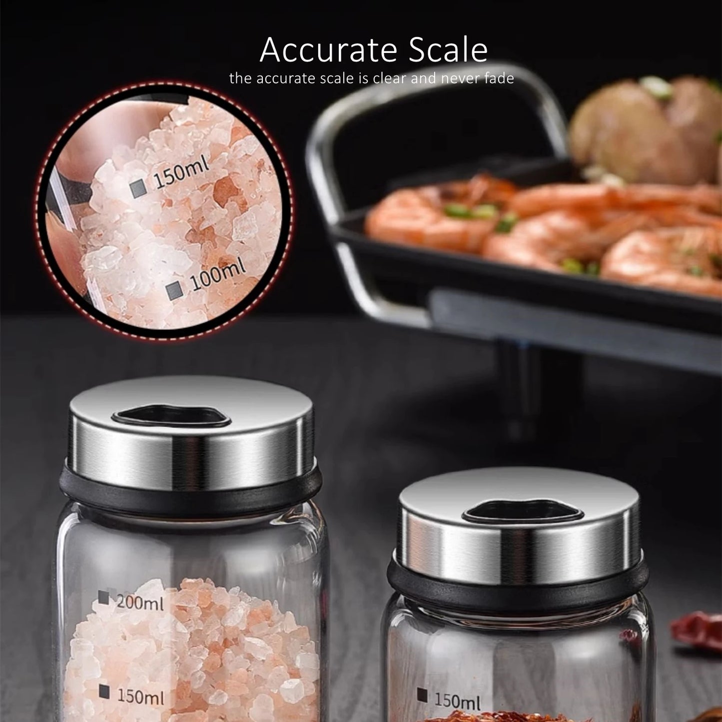 LFGB Certificated High-borosilicate Glass Spice Shaker Fall Resistant Kitchen Salt Jar Thickness Adjustable Sugar Container