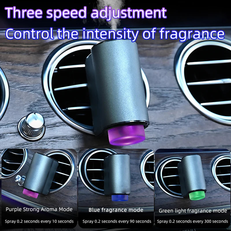 Smart Car Air Freshener Diffuser, Three Adjustable Modes, Intelligent Car Aroma Diffuser with 3pcs Essential Oil