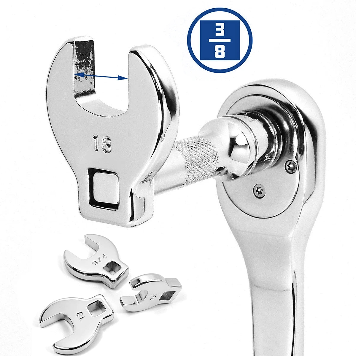 8Pcs Drive Crowfoot Wrench Set Inch/Metric Chrome Plated Crow Foot Metric Keys Set Multitool