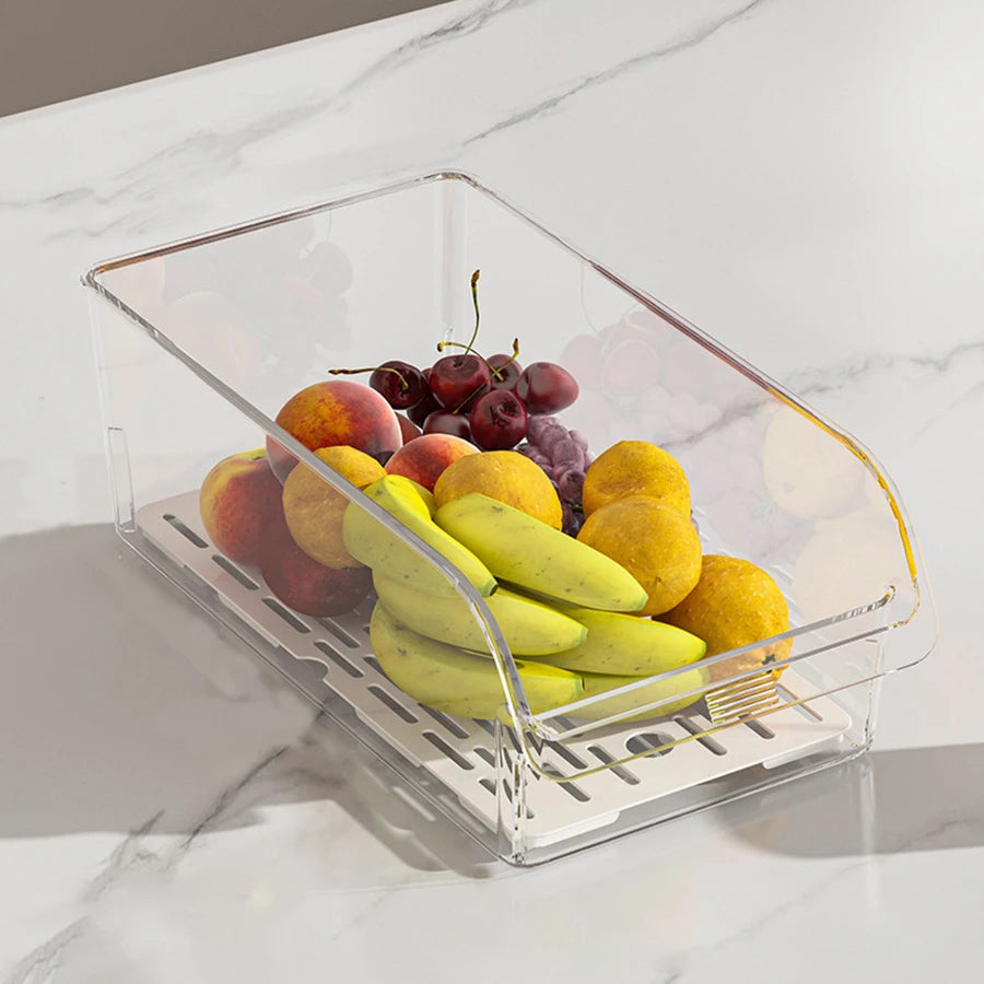 Clear Fridge Organizer, Refrigerator Organizer Bins ,Fridge Organizers and Storage Containers for Fruit, Vegetable, Food, Drinks