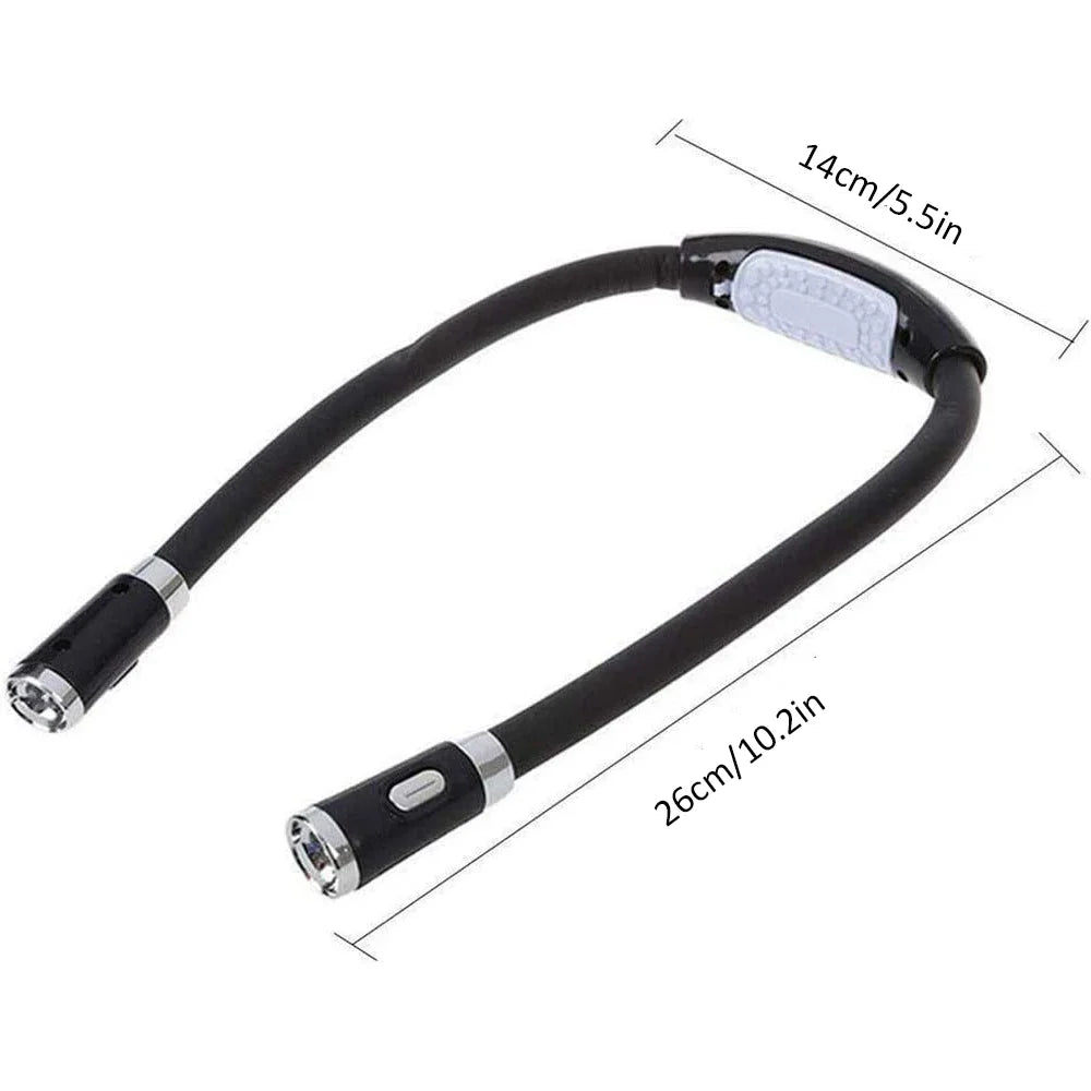 Flexible Hands-Free LED Neck Light Multi-Angle Adjustable Reading Light Battery Powered Bedside Night Light for Work Running