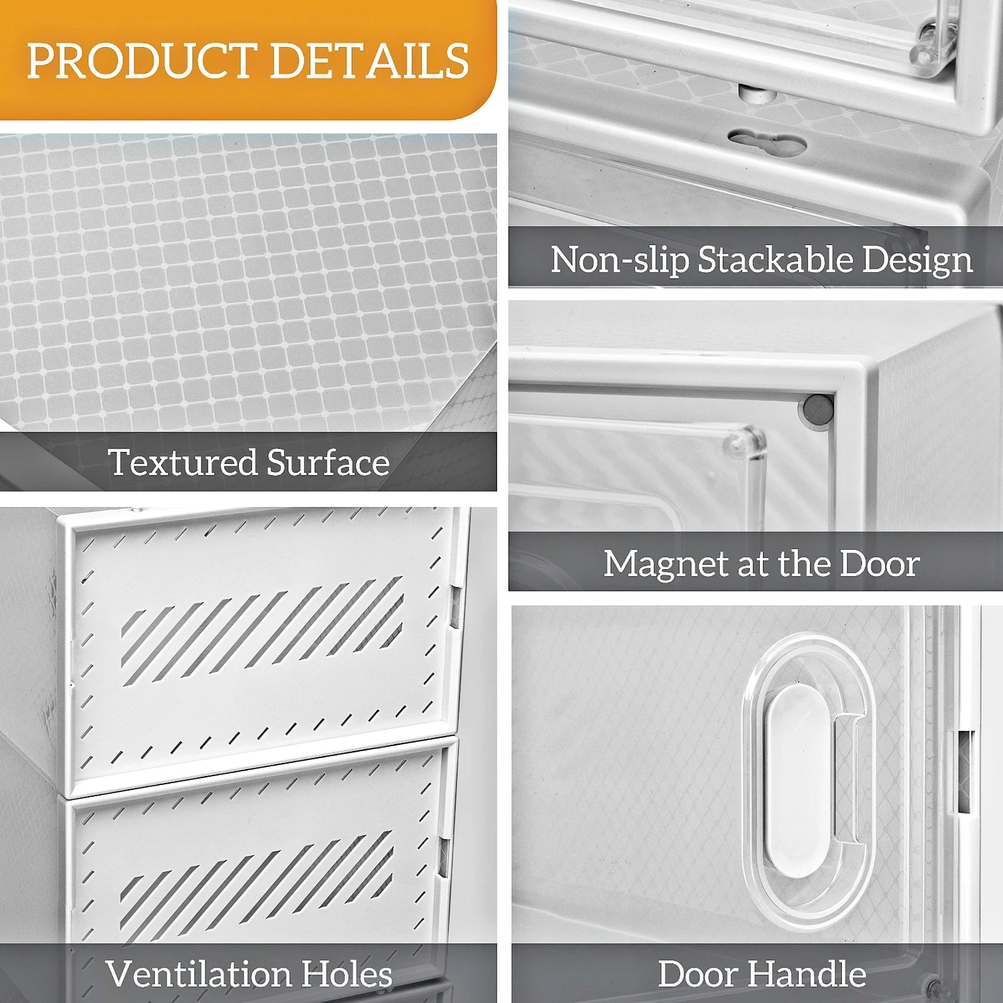 6/18 Pcs Stackable Clear Shoe Boxes w/Lids - Ventilated, Easy-Clean, Adjustable for Sneakers/Heels, Entryway/Closet Organizer