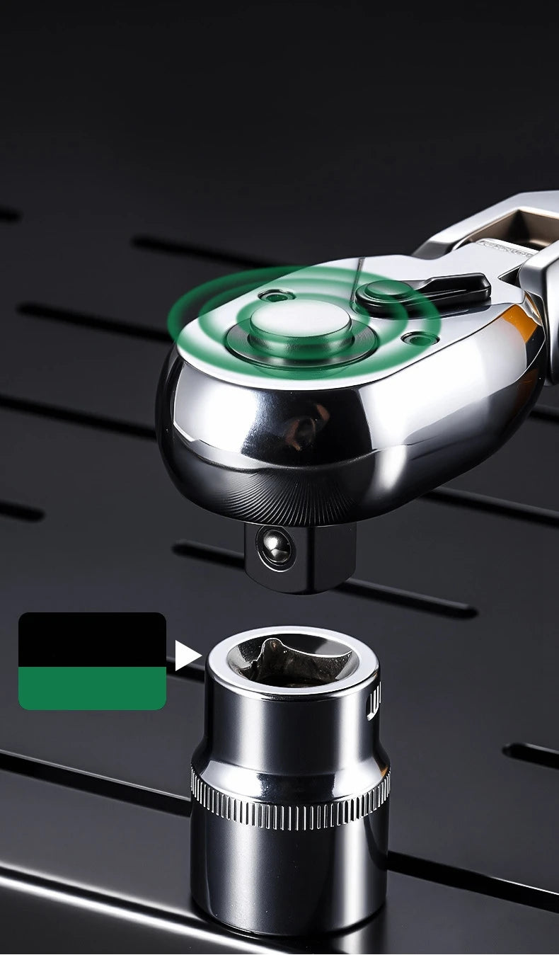 1/4，3/8，1/2 Inch Drive Socket Adjustable Ratchet Wrench Extendable Handle Wrench 72-Tooth Quick-Release Reversible