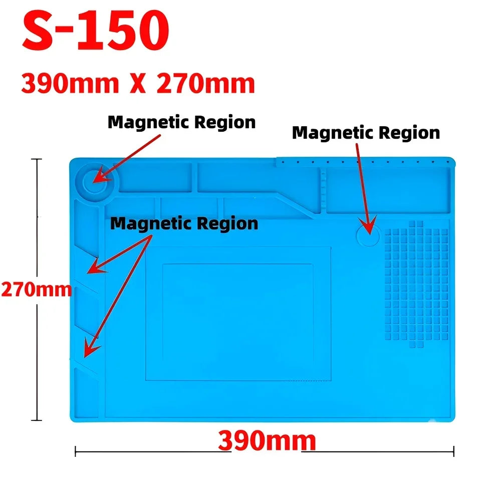 Magnetic Heat Insulation Soldering Mat Silicone Working Pad for Phone Electronic ESD Repair Heat Resistant Maintenance Tool Kit