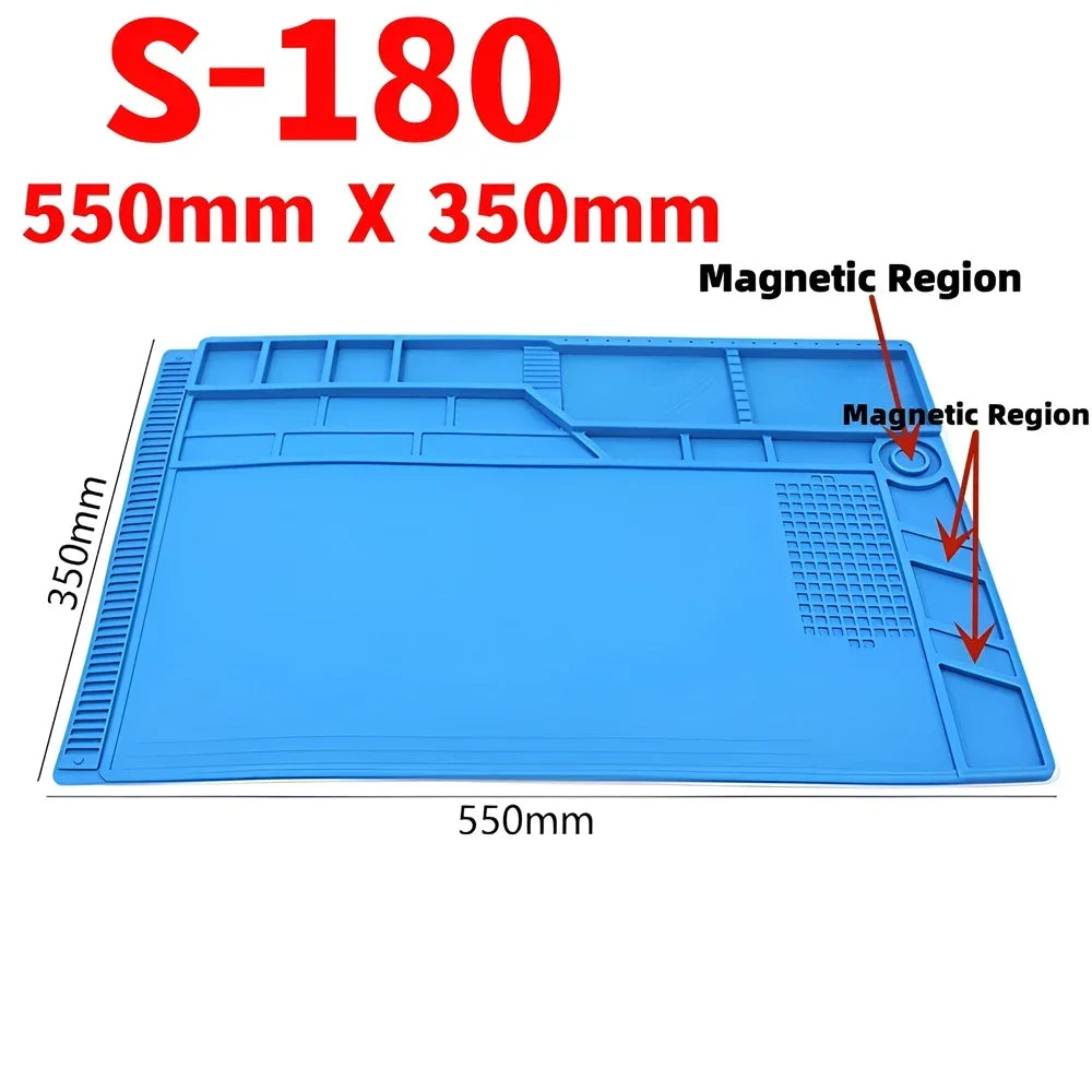 Magnetic Heat Insulation Soldering Mat Silicone Working Pad for Phone Electronic ESD Repair Heat Resistant Maintenance Tool Kit