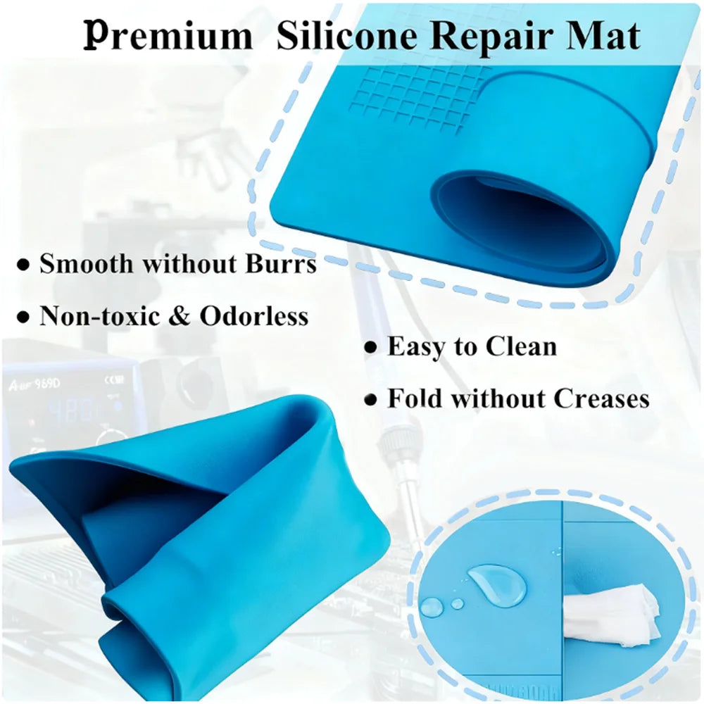 1pcs Anti-static Soldering Silicone Mat Heat-Resistant Work Pad For Hot Airs Guns Soldering Station Repair Desoldering Platform