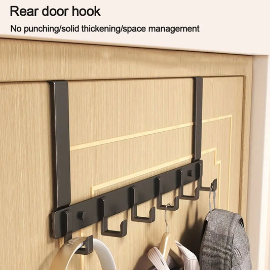 Hooks Over The Door 6 Hooks Clothes Coat Hat Towel Hanger Home Bathroom Organizer Rack Kitchen Accessories Holder