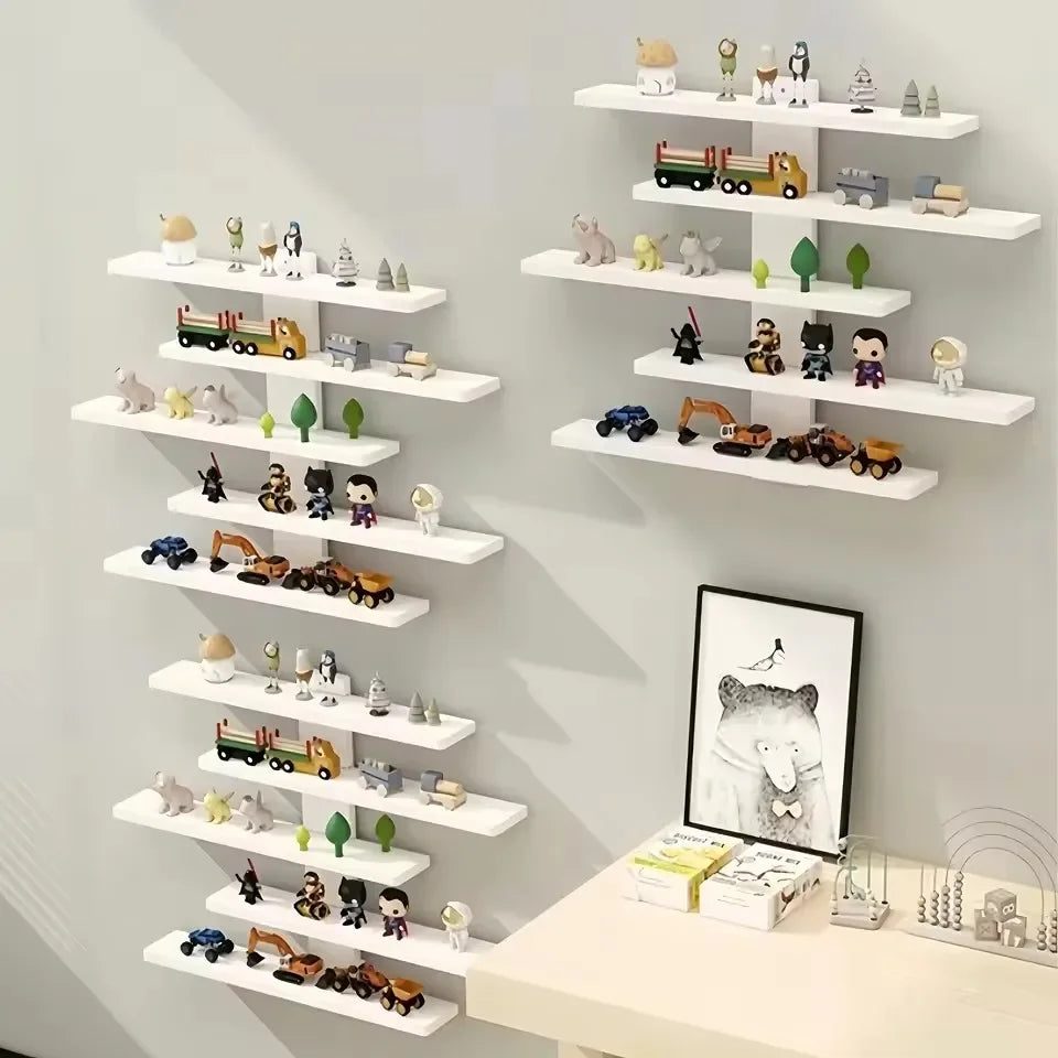 Lightweight Wall-Mounted 5-Tier Display Shelf for Building Block Figures - Large Capacity, Easy Install Blind Box Organizer Rack