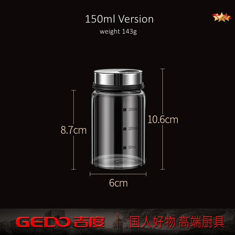 LFGB Certificated High-borosilicate Glass Spice Shaker Fall Resistant Kitchen Salt Jar Thickness Adjustable Sugar Container