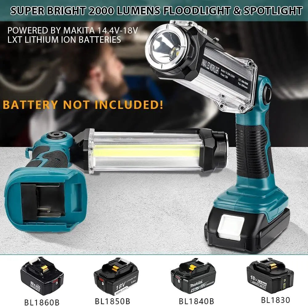 Professional LED Work Light for Makita 18V Li-ion Battery with USB Charging Port for Jobsite, Car Repairing, Camping, Emergency
