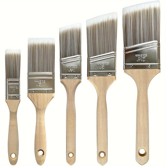 5-Piece Paintbrush Set, Tapered Synthetic Bristles For detailed work on walls window frames and fences Professional-grade tools