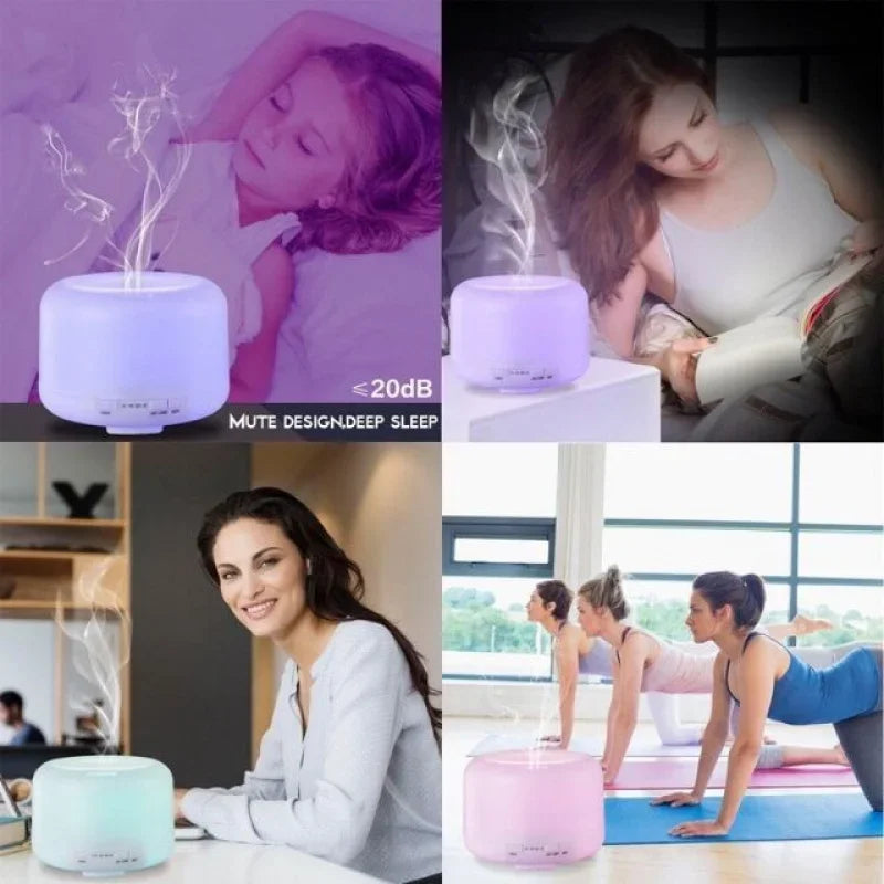500ml Air Humidifier Essential Oil Diffuser Aroma Aromatherapy With ColorLamp or Warm Lamp