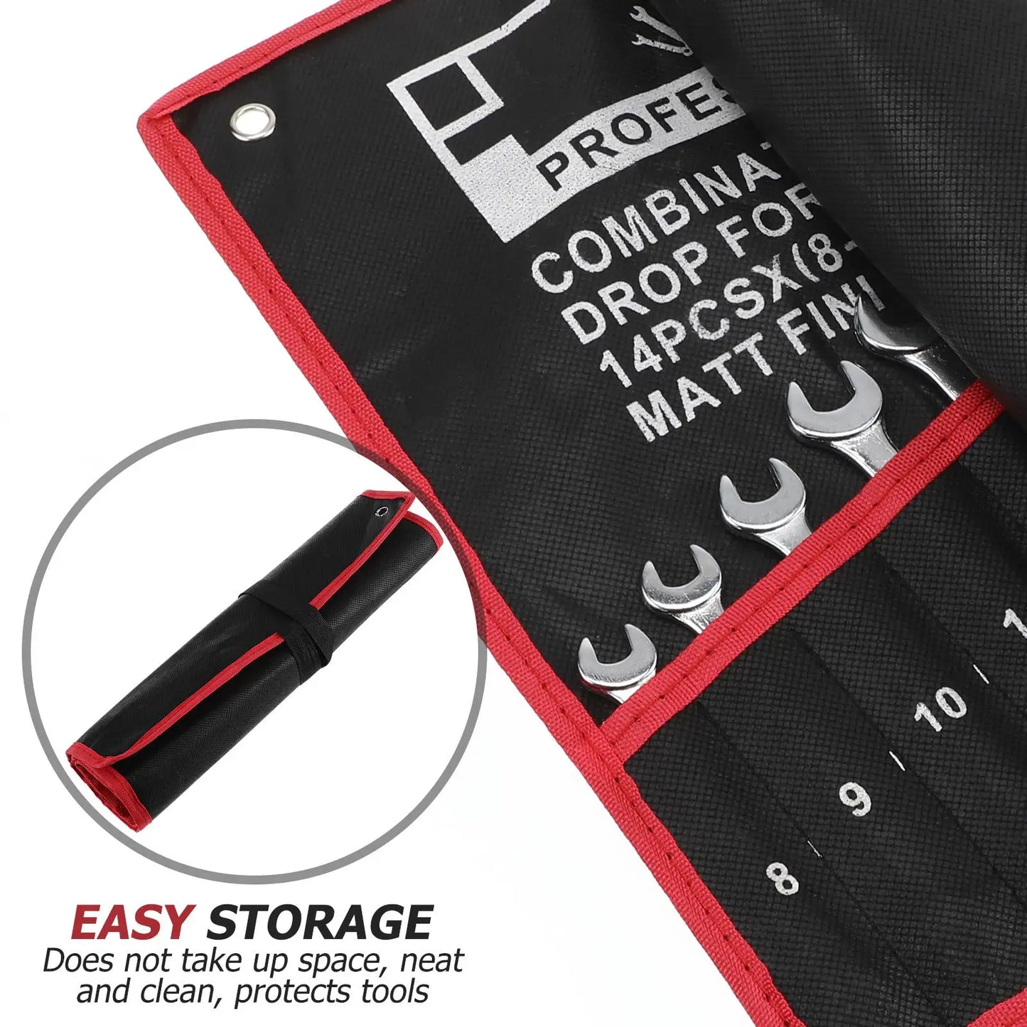 14 pcs Combination Wrench Set 8mm 24mm Double Ended Tools Mechanics Repair Shop Garage Home Workshop Chrome Vanadium Steel