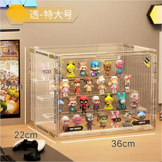Pop Mart 3-Tier Acrylic Display Case - Dustproof Step Shelf for Anime Cars, Action Figures & Jewelry Organizer