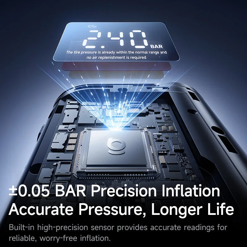 Baseus Wireless Car & Bike Air Compressor – LCD Digital Tire Inflator