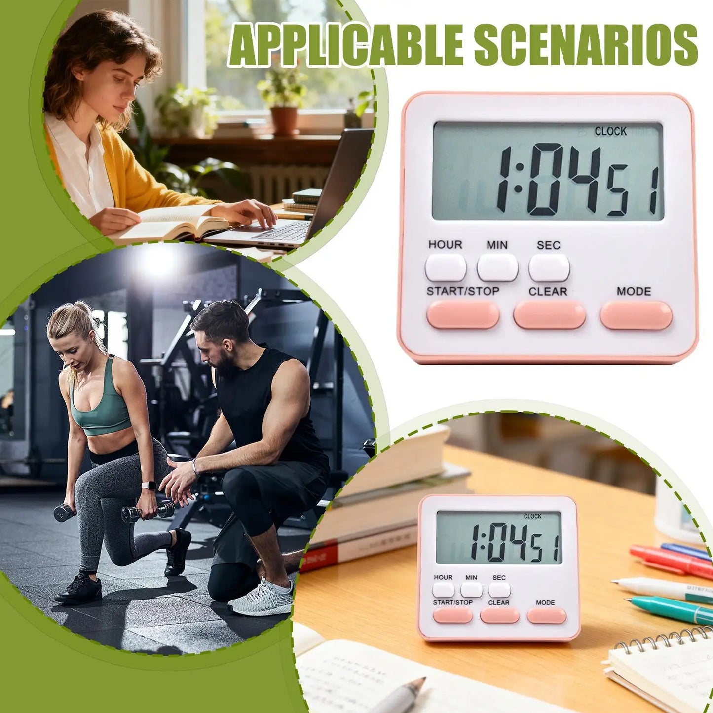 new Digital Kitchen Timer With Large Display 24-Hour Countdown Alarm For Cooking Baking, Study Workout Games & Classroom