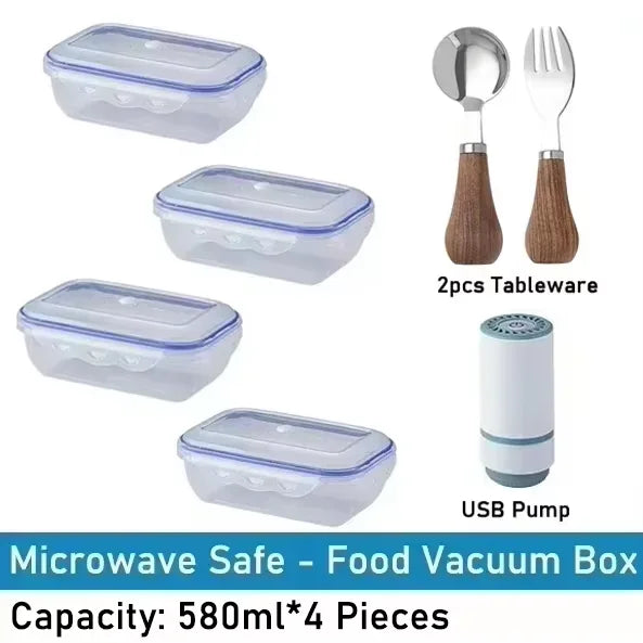 Vacuum Food Storage Box Transparent Storage Container Fridge Organizer Microwave Safe Fresh-Keeping Sealing Box Food Dispenser