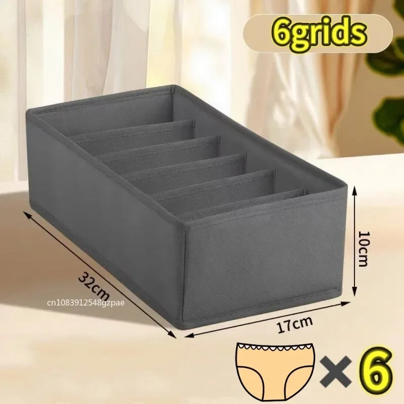 4pcs/1set Underwear Storage Box Foldable Non-woven Storage Box Six-piece Set Underwear Bra Socks Drawer Storage Finishing Box