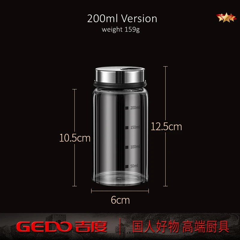 LFGB Certificated High-borosilicate Glass Spice Shaker Fall Resistant Kitchen Salt Jar Thickness Adjustable Sugar Container